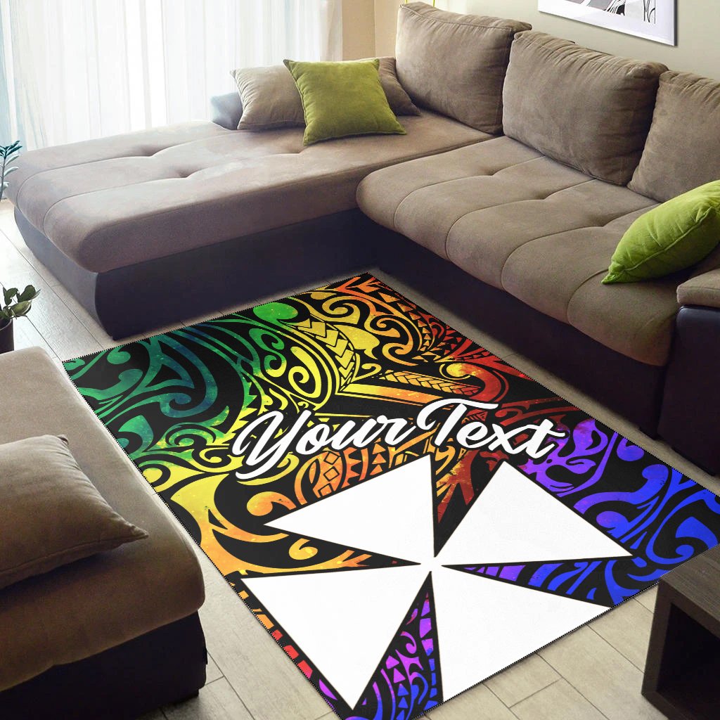 Wallis and Futuna Custom Personalised Area Rug - Rainbow Polynesian Pattern