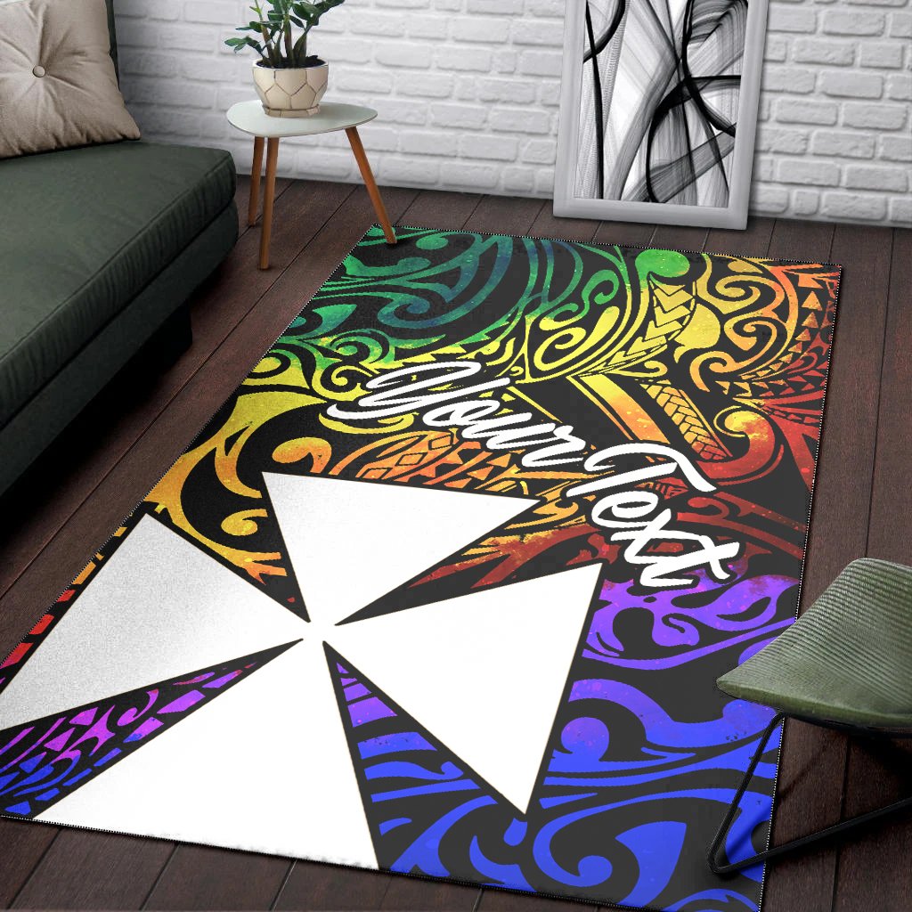 Wallis and Futuna Custom Personalised Area Rug - Rainbow Polynesian Pattern