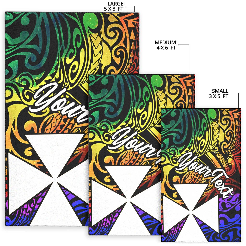 Wallis and Futuna Custom Personalised Area Rug - Rainbow Polynesian Pattern