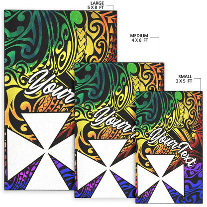 Wallis and Futuna Custom Personalised Area Rug - Rainbow Polynesian Pattern