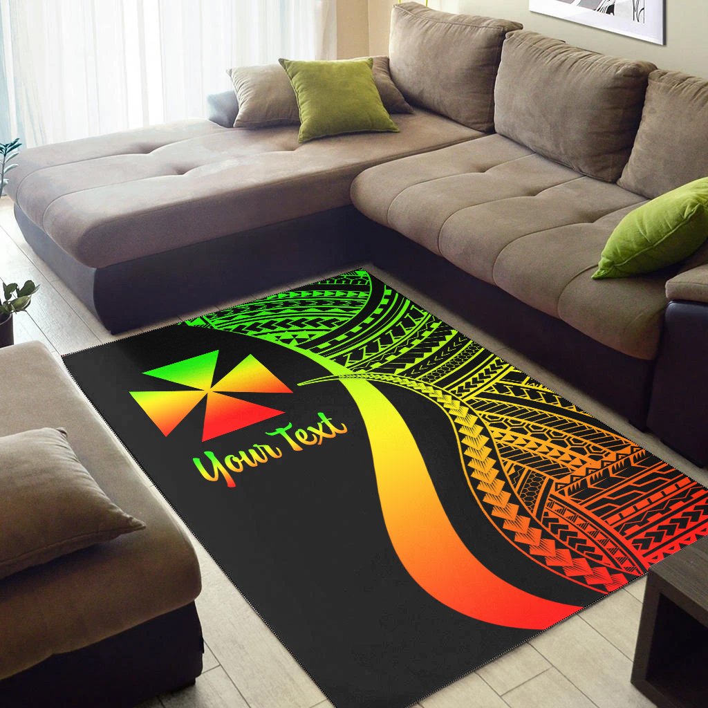 Wallis and Futuna Custom Personalised Area Rug - Reggae Polynesian Tentacle Tribal Pattern