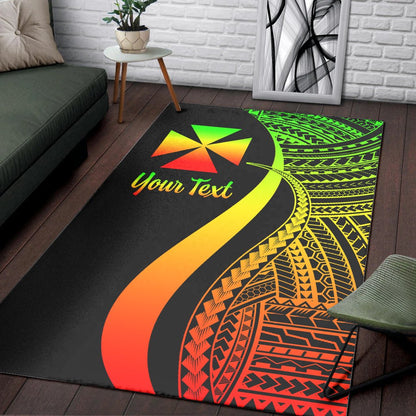 Wallis and Futuna Custom Personalised Area Rug - Reggae Polynesian Tentacle Tribal Pattern