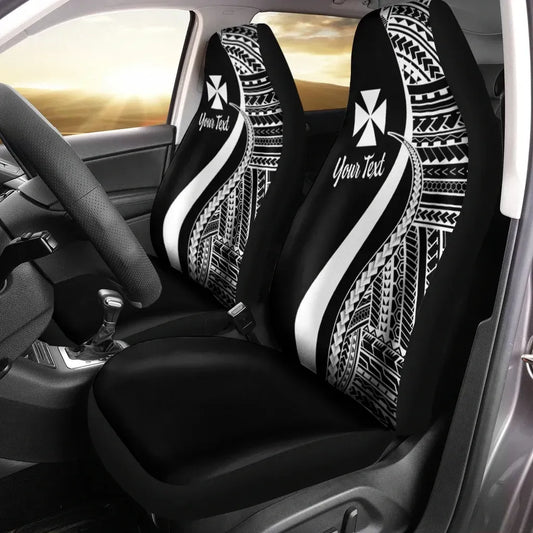 Wallis And Futuna Custom Personalised Car Seat Covers - White Polynesian Tentacle Tribal Pattern
