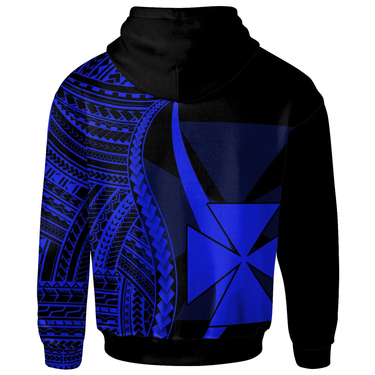 Wallis and Futuna Custom Personalised Hoodie Blue - Tentacle Tribal Pattern