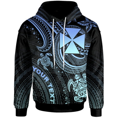 Wallis and Futuna Custom Personalised Hoodie - Blue Turtle