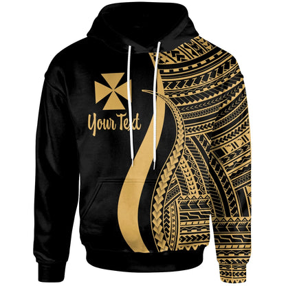 Wallis and Futuna Custom Personalised Hoodie Gold - Tentacle Tribal Pattern