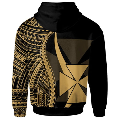Wallis and Futuna Custom Personalised Hoodie Gold - Tentacle Tribal Pattern