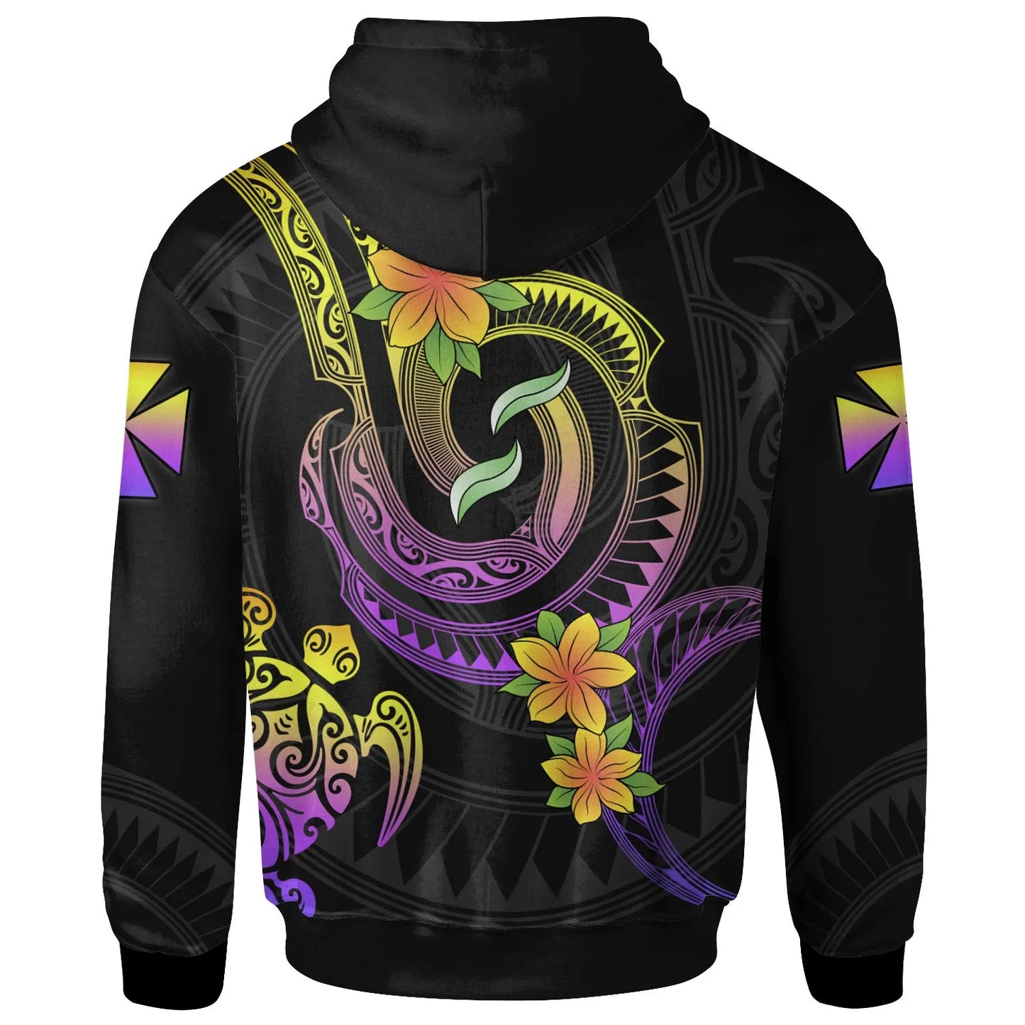 Wallis and Futuna Custom Personalised Hoodie - Plumeria Flowers with Spiral Patterns