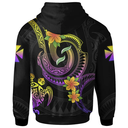Wallis and Futuna Custom Personalised Hoodie - Plumeria Flowers with Spiral Patterns