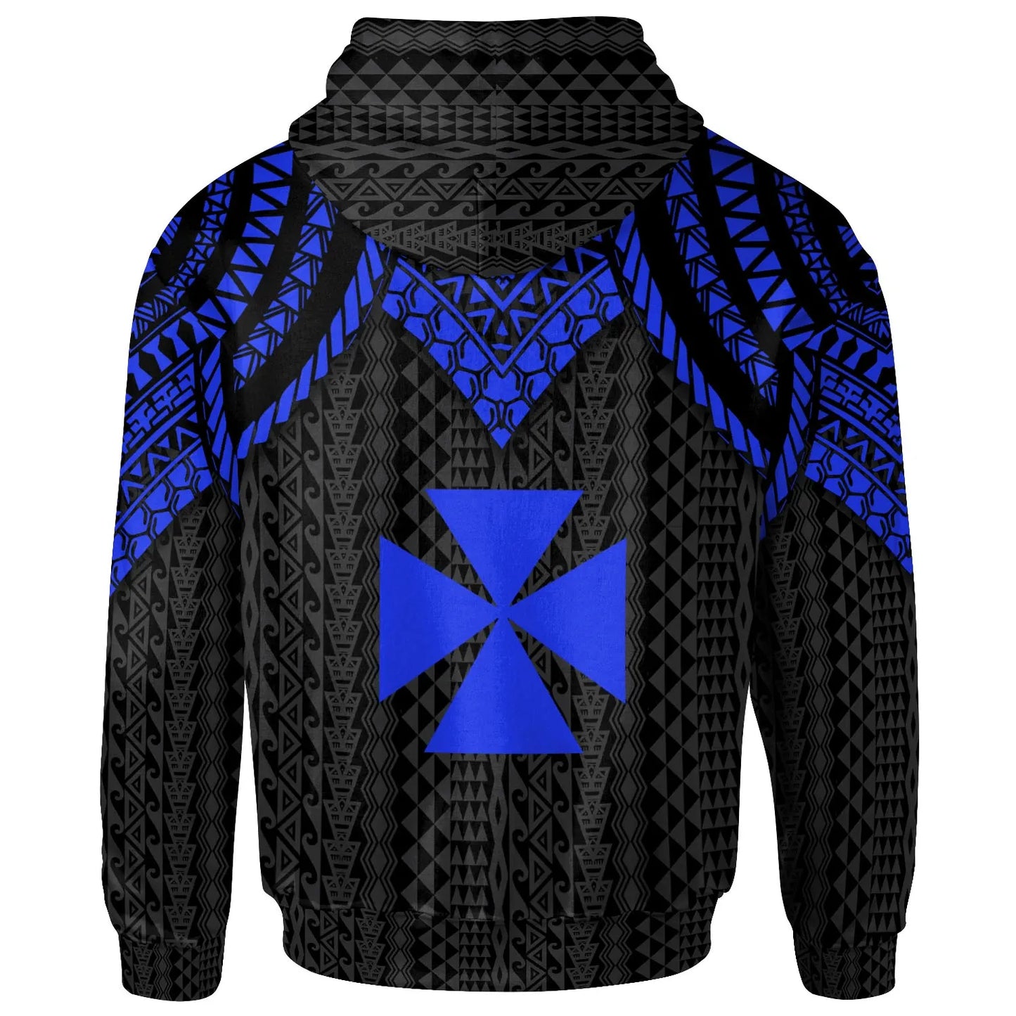 Wallis And Futuna Custom Personalised Hoodie - Polynesian Armor Style Blue