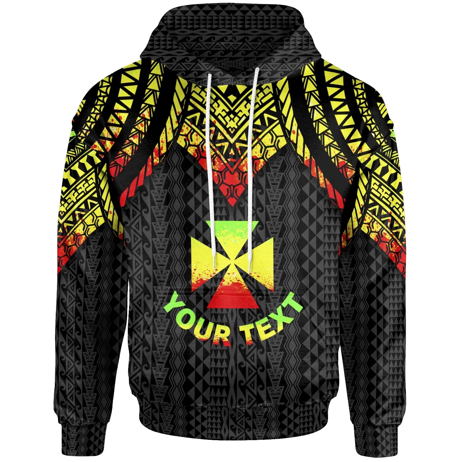 Wallis And Futuna Custom Personalised Hoodie - Polynesian Armor Style Reagge