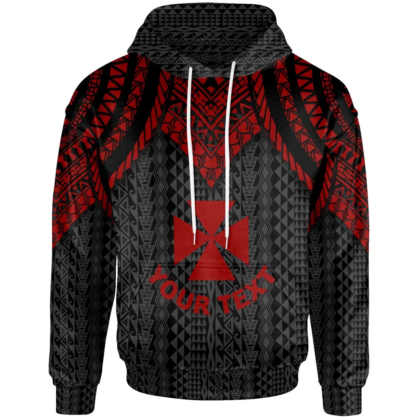 Wallis And Futuna Custom Personalised Hoodie - Polynesian Armor Style Red