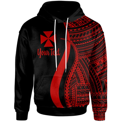Wallis and Futuna Custom Personalised Hoodie Red - Tentacle Tribal Pattern