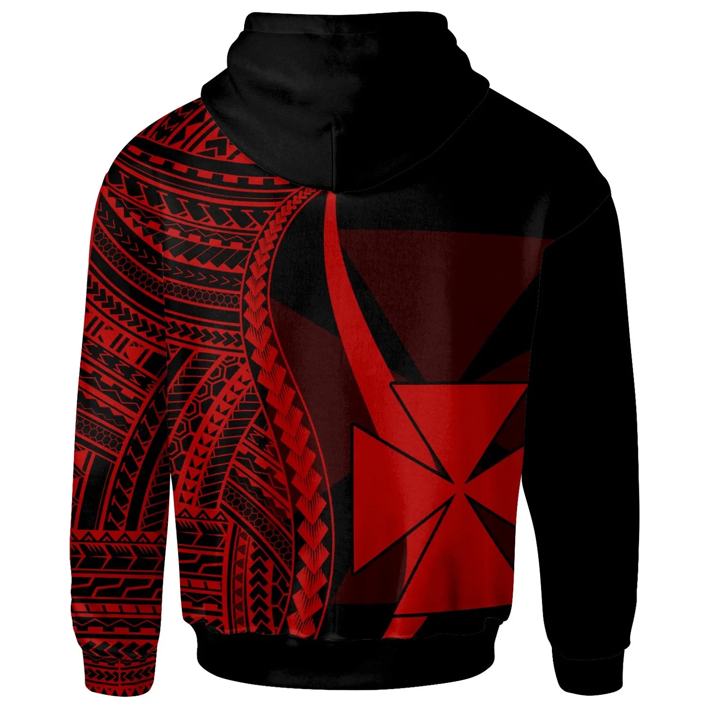 Wallis and Futuna Custom Personalised Hoodie Red - Tentacle Tribal Pattern