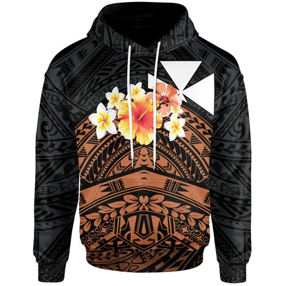 Wallis and Futuna Custom Personalised Hoodie - Tribal Pattern Hibiscus
