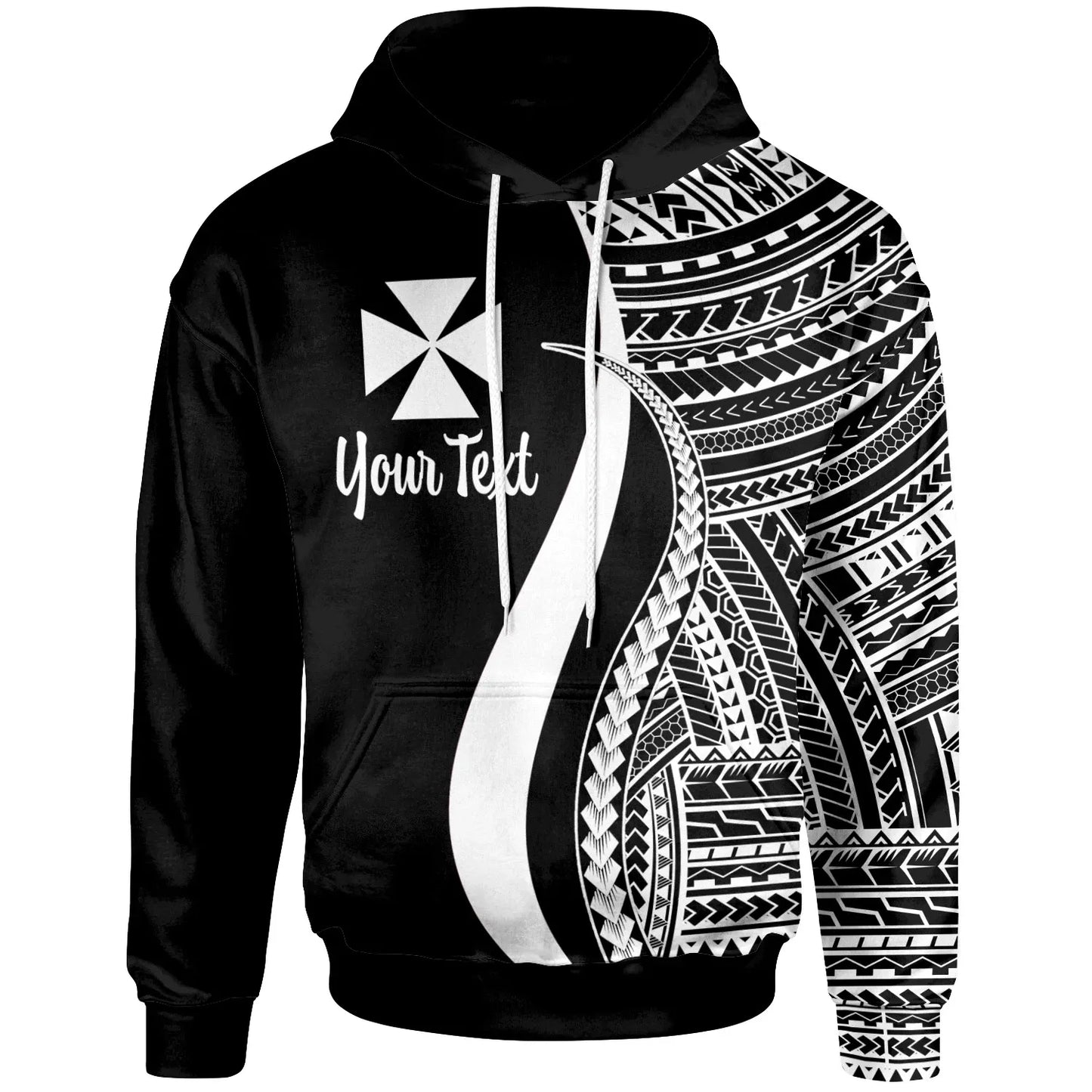 Wallis and Futuna Custom Personalised Hoodie White - Tentacle Tribal Pattern
