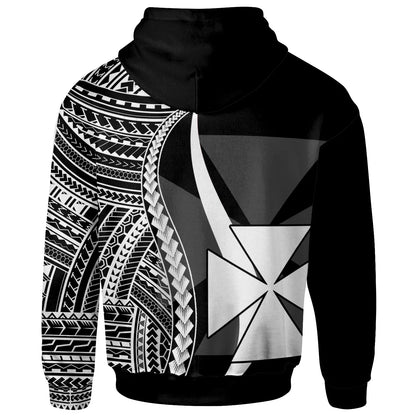 Wallis and Futuna Custom Personalised Hoodie White - Tentacle Tribal Pattern