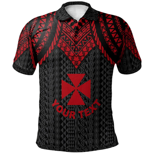 Wallis And Futuna Custom Personalised Polo Shirt - Polynesian Armor Style Red
