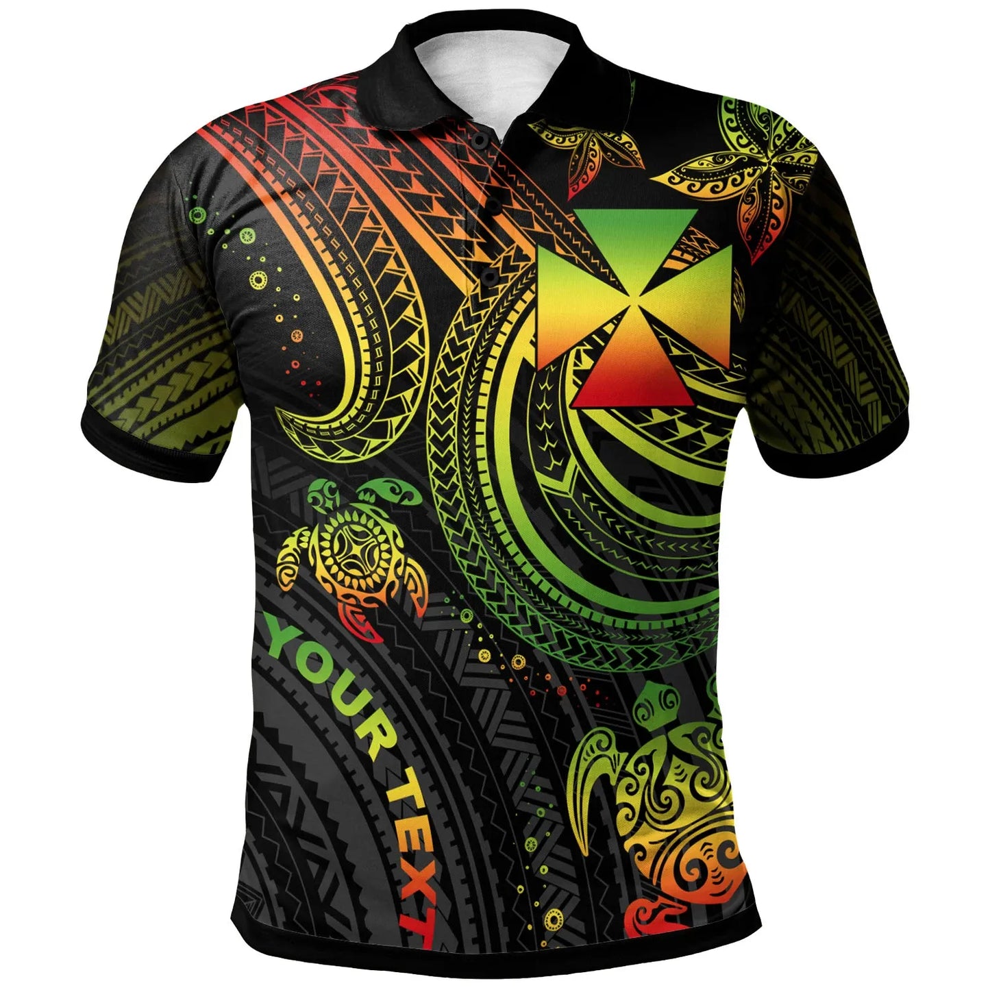 Wallis and Futuna Custom Personalised Polo Shirt - Reggae Turtle