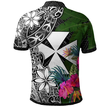 Wallis and Futuna Custom Personalised Polo Shirt - Turtle Plumeria Banana Leaf