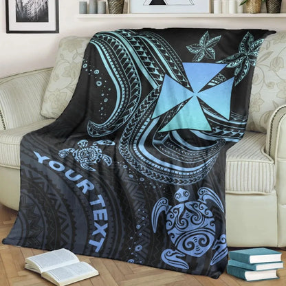 Wallis and Futuna Custom Personalised Premium Blanket- Blue Turtle