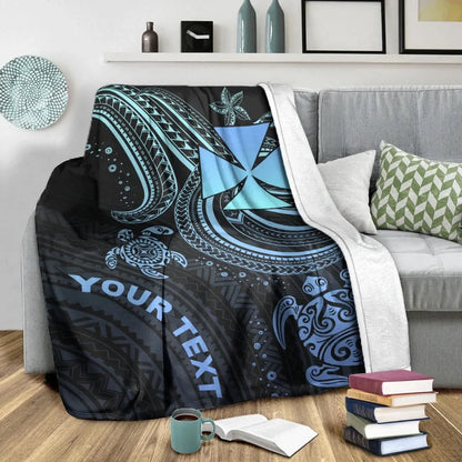 Wallis and Futuna Custom Personalised Premium Blanket- Blue Turtle