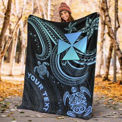 Wallis and Futuna Custom Personalised Premium Blanket- Blue Turtle