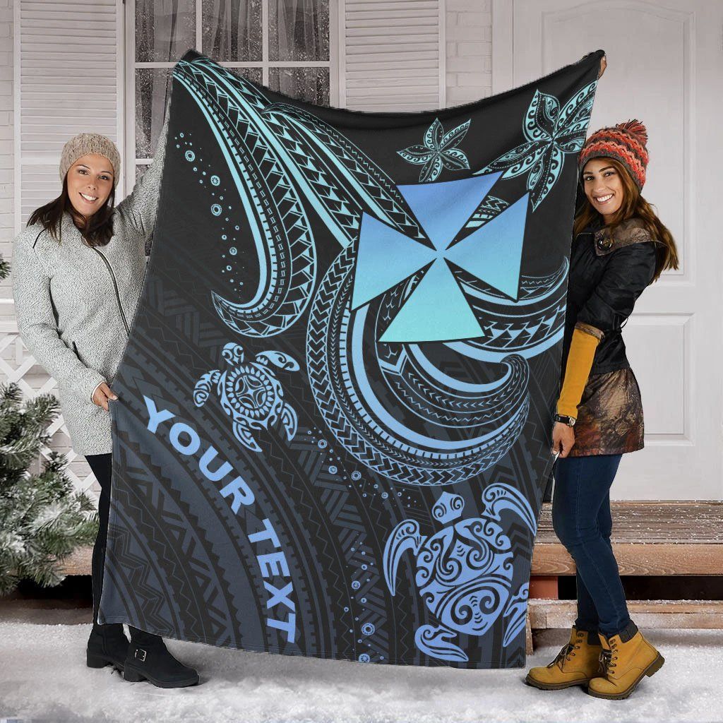 Wallis and Futuna Custom Personalised Premium Blanket- Blue Turtle