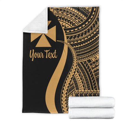 Wallis And Futuna Custom Personalised Premium Blanket - Gold Polynesian Tentacle Tribal Pattern