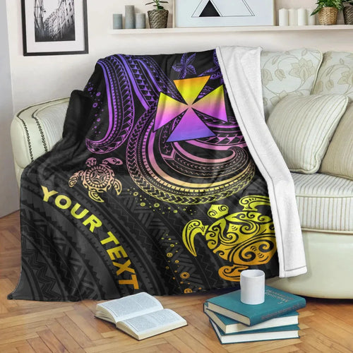 Wallis and Futuna Custom Personalised Premium Blanket- Pink Turtle