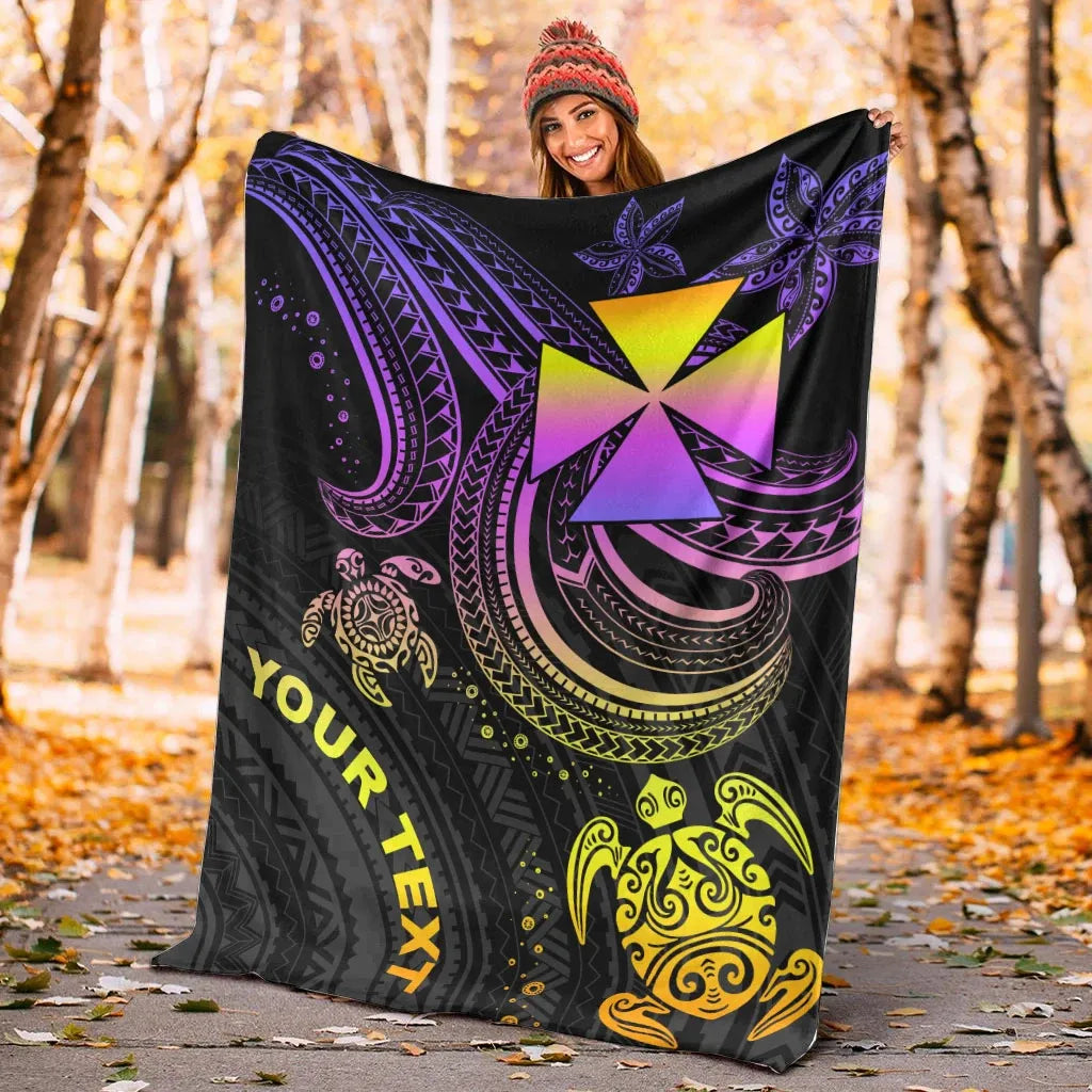 Wallis and Futuna Custom Personalised Premium Blanket- Pink Turtle