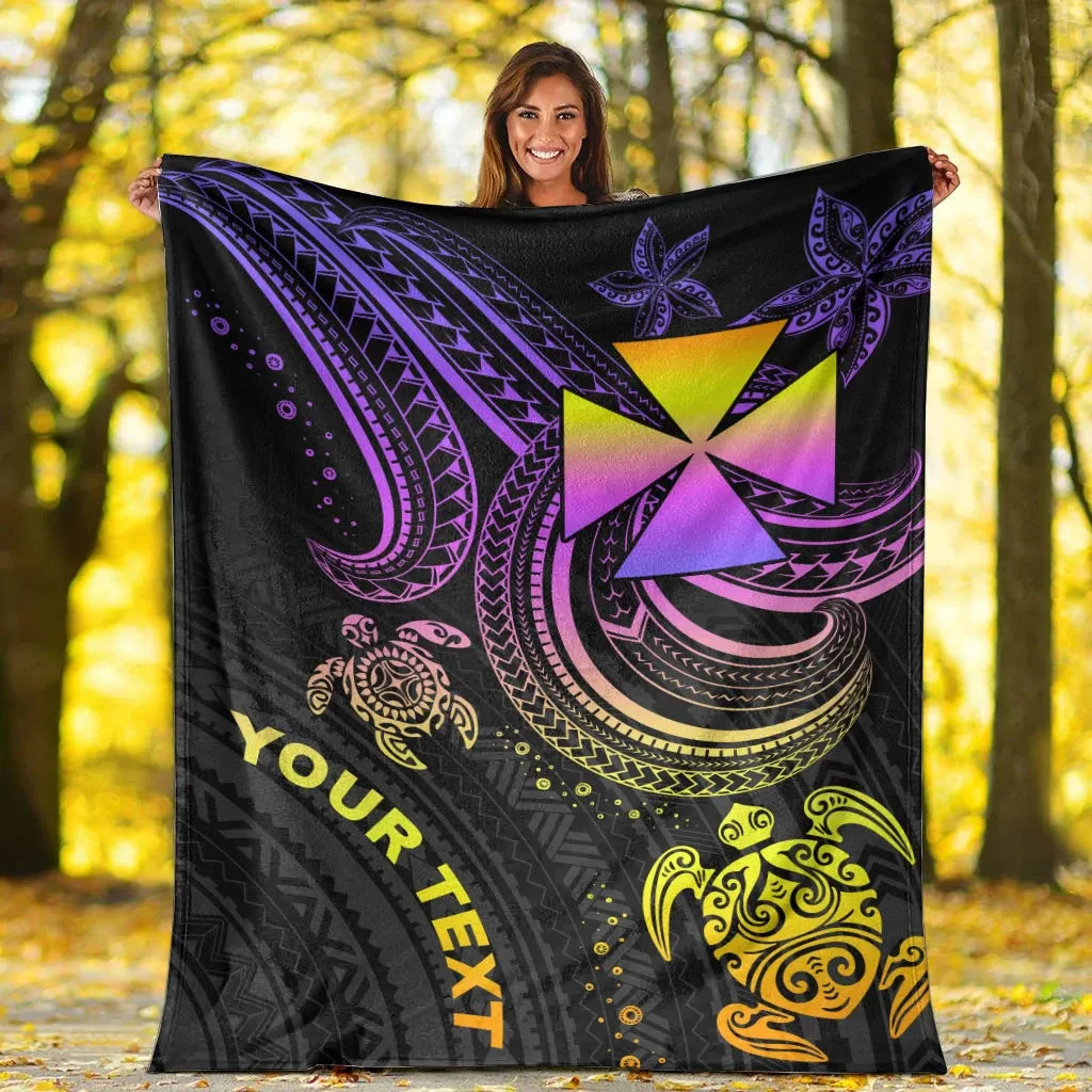 Wallis and Futuna Custom Personalised Premium Blanket- Pink Turtle