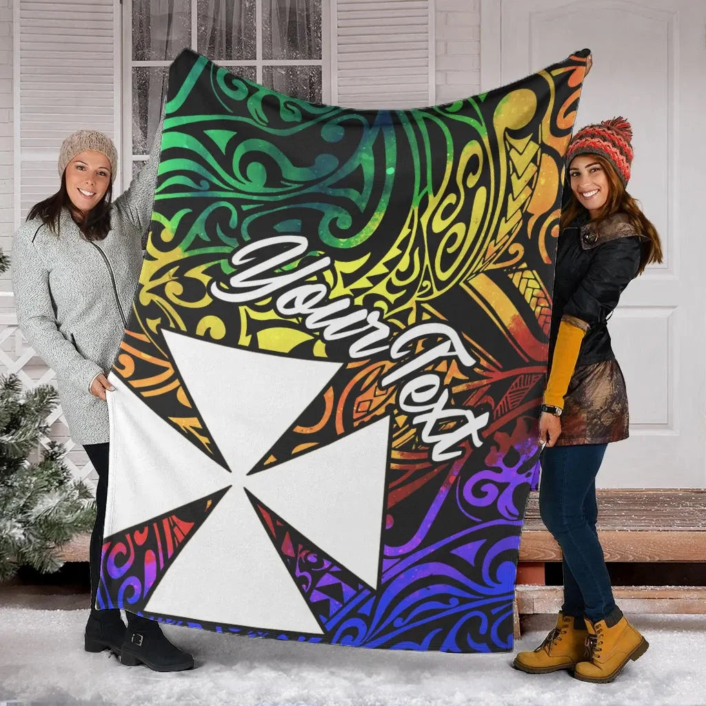 Wallis and Futuna Custom Personalised Premium Blanket - Rainbow Polynesian Pattern