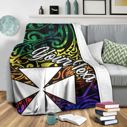Wallis and Futuna Custom Personalised Premium Blanket - Rainbow Polynesian Pattern