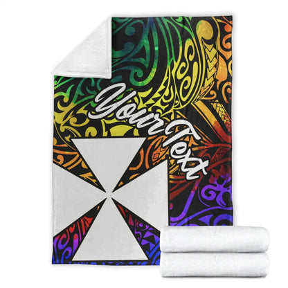 Wallis and Futuna Custom Personalised Premium Blanket - Rainbow Polynesian Pattern
