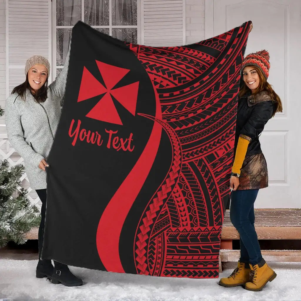 Wallis And Futuna Custom Personalised Premium Blanket - Red Polynesian Tentacle Tribal Pattern