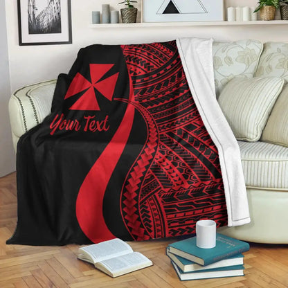 Wallis And Futuna Custom Personalised Premium Blanket - Red Polynesian Tentacle Tribal Pattern