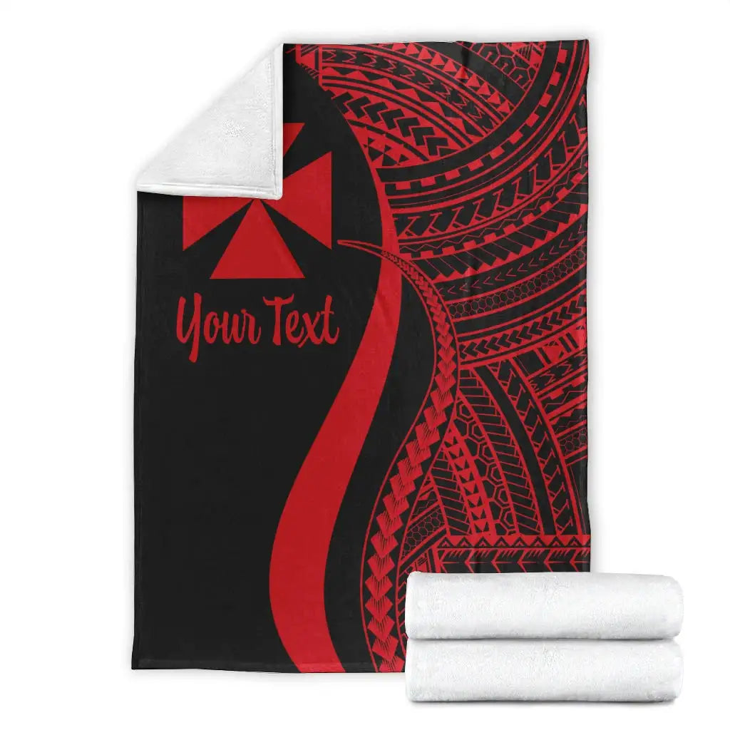 Wallis And Futuna Custom Personalised Premium Blanket - Red Polynesian Tentacle Tribal Pattern