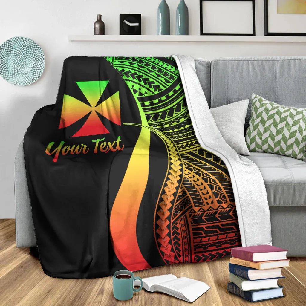Wallis And Futuna Custom Personalised Premium Blanket - Reggae Polynesian Tentacle Tribal Pattern