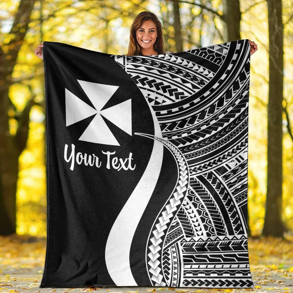 Wallis And Futuna Custom Personalised Premium Blanket - White Polynesian Tentacle Tribal Pattern