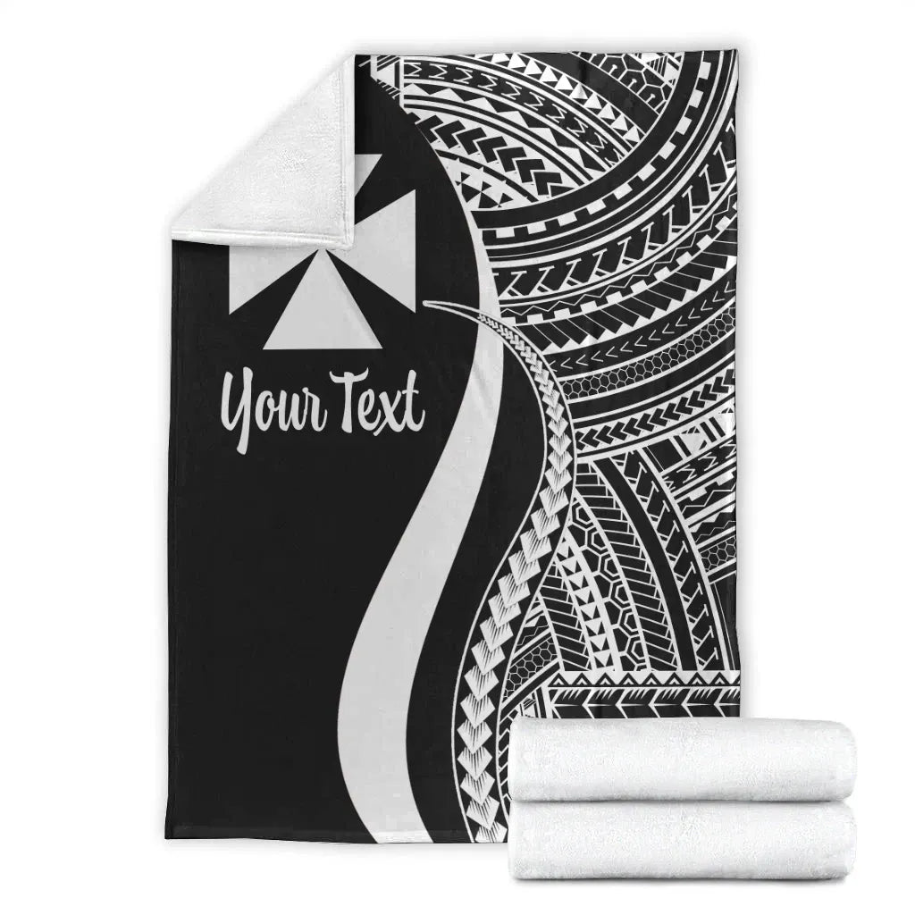 Wallis And Futuna Custom Personalised Premium Blanket - White Polynesian Tentacle Tribal Pattern