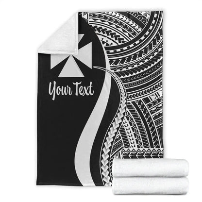 Wallis And Futuna Custom Personalised Premium Blanket - White Polynesian Tentacle Tribal Pattern