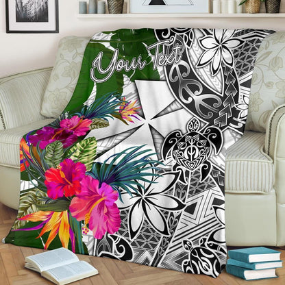 Wallis And Futuna Custom Personalised Premium Blanket White - Turtle Plumeria Banana Leaf