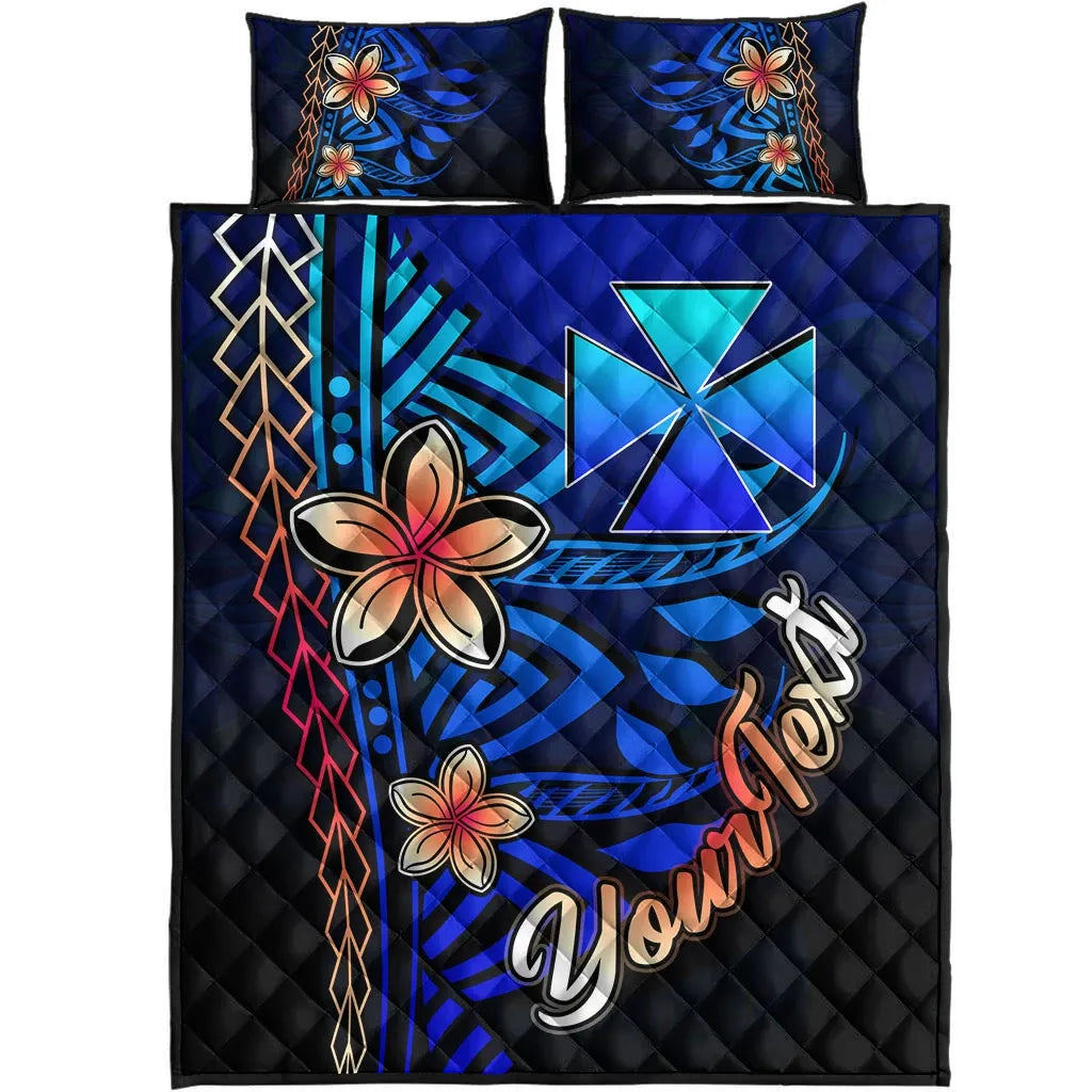 Wallis and Futuna Custom Personalised Quilt Bed Set - Vintage Tribal Mountain