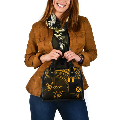 Wallis And Futuna Custom Personalised Shoulder Handbag - Cross Style Gold Color