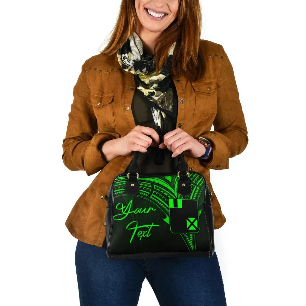 Wallis And Futuna Custom Personalised Shoulder Handbag - Cross Style Green Style