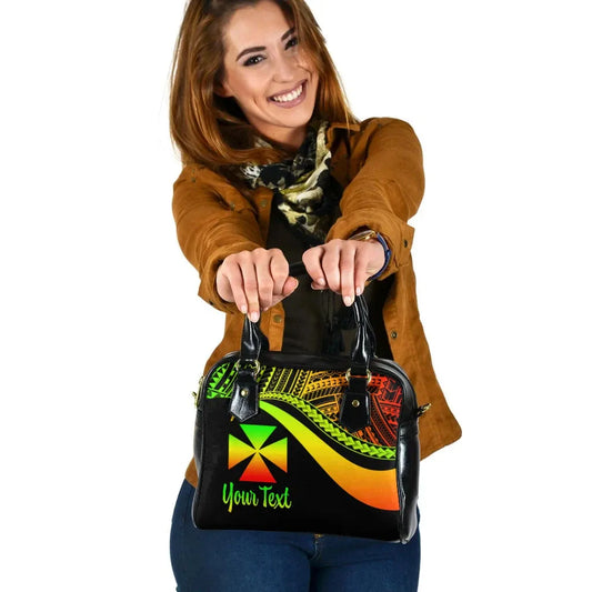 Wallis And Futuna Custom Personalised Shoulder Handbag - Reggae Polynesian Tentacle Tribal Pattern