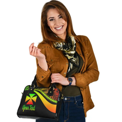 Wallis And Futuna Custom Personalised Shoulder Handbag - Reggae Polynesian Tentacle Tribal Pattern