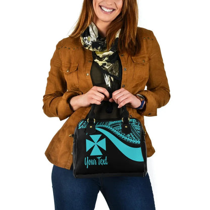 Wallis And Futuna Custom Personalised Shoulder Handbag - Turquoise Polynesian Tentacle Tribal Pattern