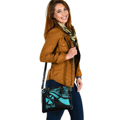 Wallis And Futuna Custom Personalised Shoulder Handbag - Turquoise Polynesian Tentacle Tribal Pattern